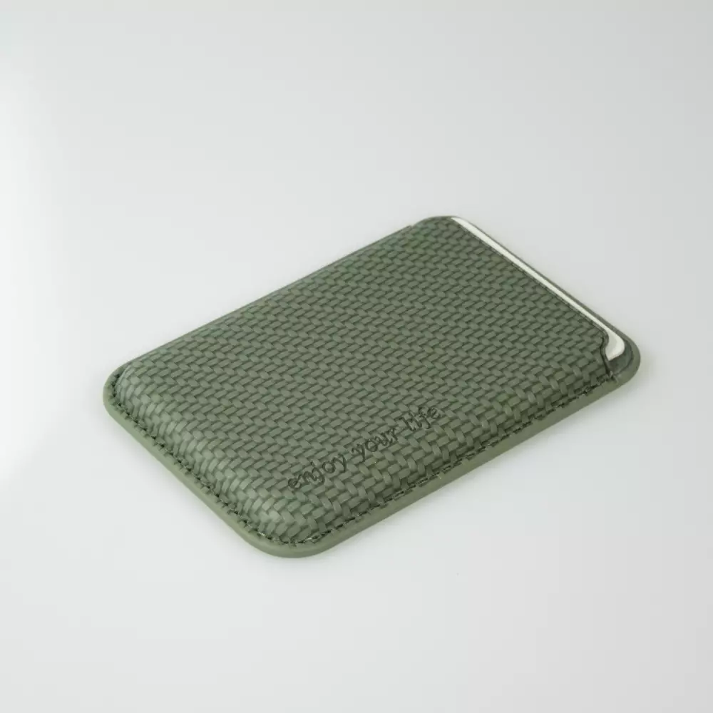 Magnetischer Kartenhalter Wallet Carbon Effekt - Kompatibel mit Apple MagSafe - Grün