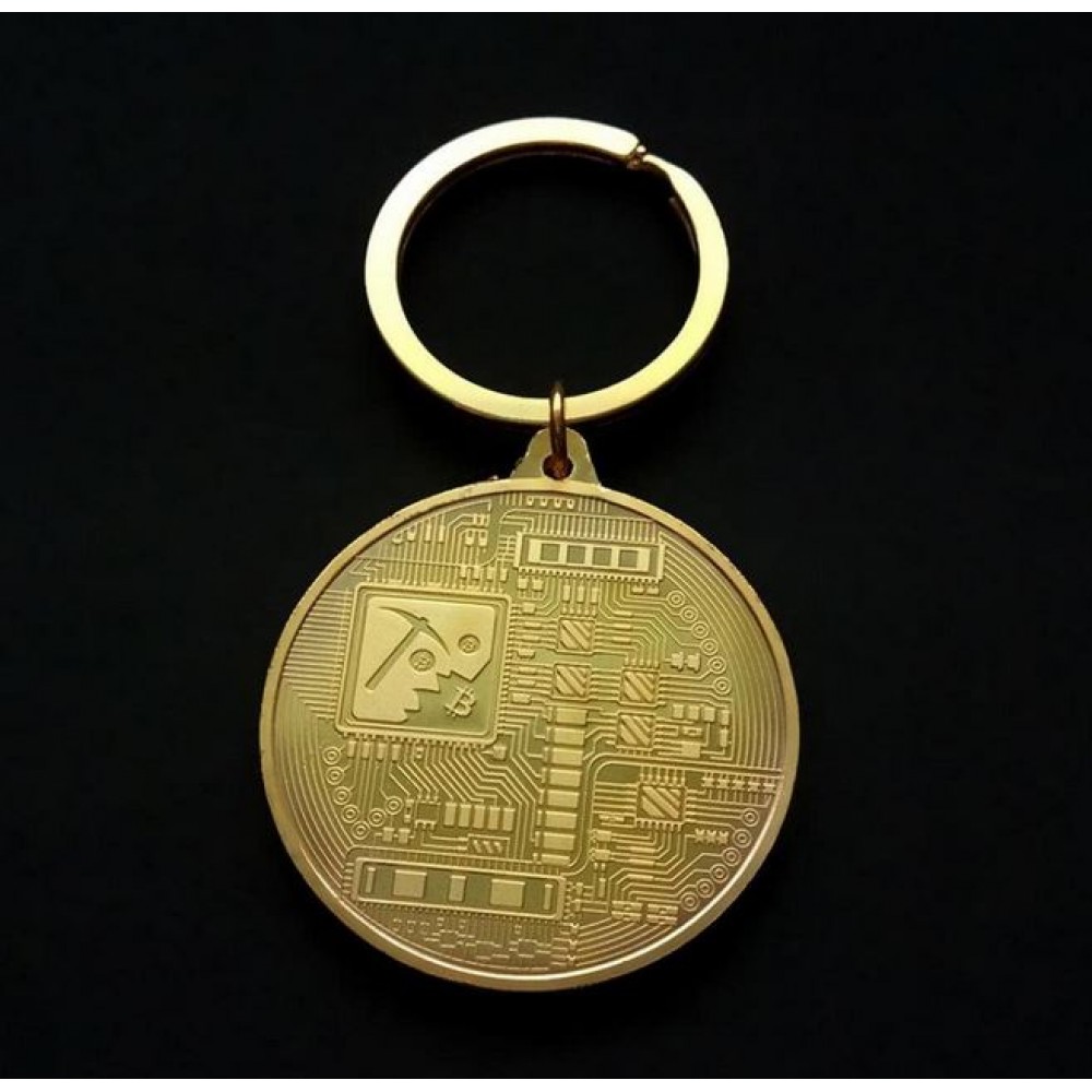Schlüsselanhänger Bitcoin Münze Token Krypto Kult - Gold