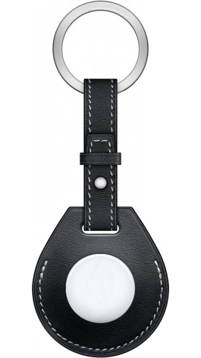 Schlüsselanhänger aus Leder mit Kordel schwarz - AirTag