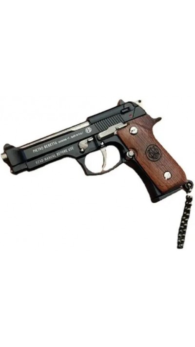 Ultra realistischer Premium Schlüsselanhänger Pistole Beretta mit Echtholzgriff (Farbe zufällig)