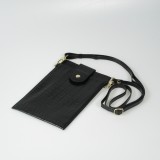 Elegante Universal-Smartphone- Tasche in luxuriöser Krokodil-Lederoptik mit Halsriemen - Schwarz
