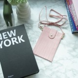 Elegante Universal-Smartphone- Tasche in luxuriöser Krokodil-Lederoptik mit Halsriemen - Rosa