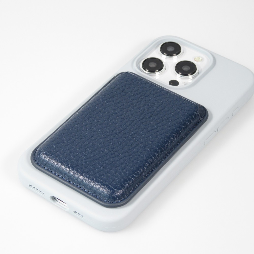 MagSafe Magnetkartenhalter aus veganem Leder mit starken Magneten - Blau