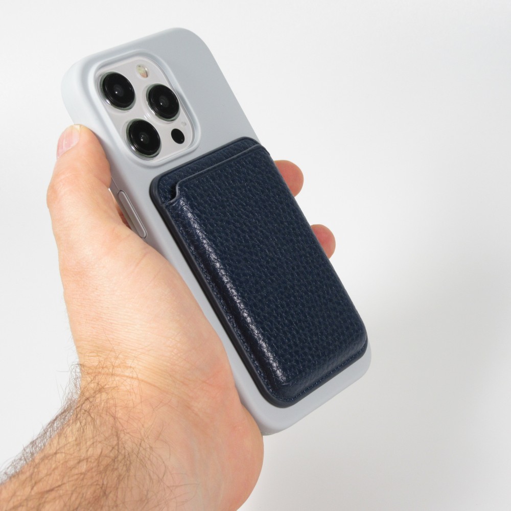 MagSafe Magnetkartenhalter aus veganem Leder mit starken Magneten - Blau