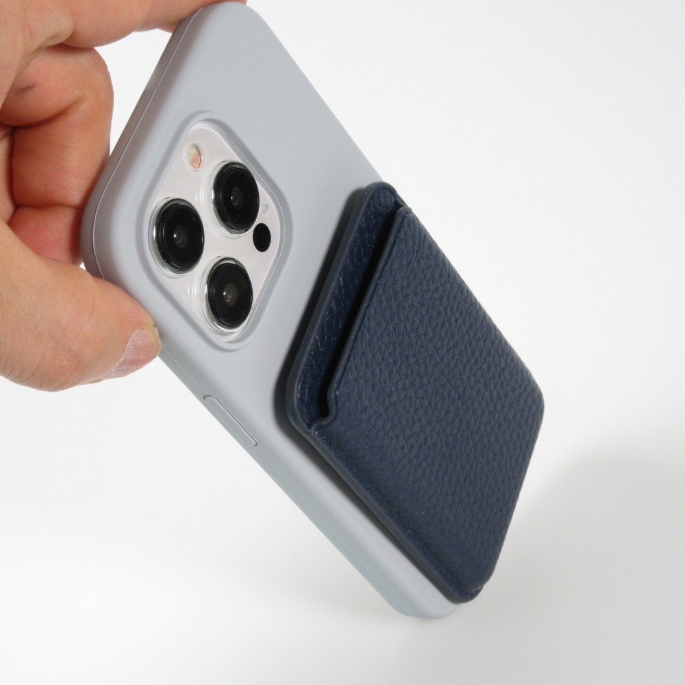 MagSafe Magnetkartenhalter aus veganem Leder mit starken Magneten - Blau