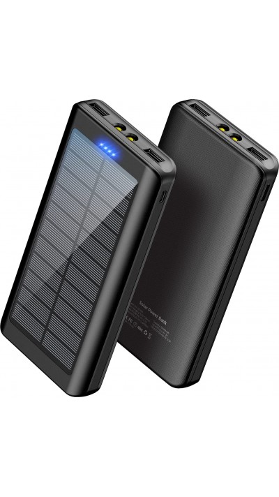 Solar Power Bank Outdoor 30000mAh Dual USB LED Hochkapazität - Schwarz