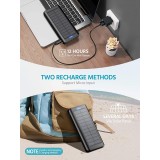Solar Power Bank Outdoor 30000mAh Dual USB LED Hochkapazität - Schwarz