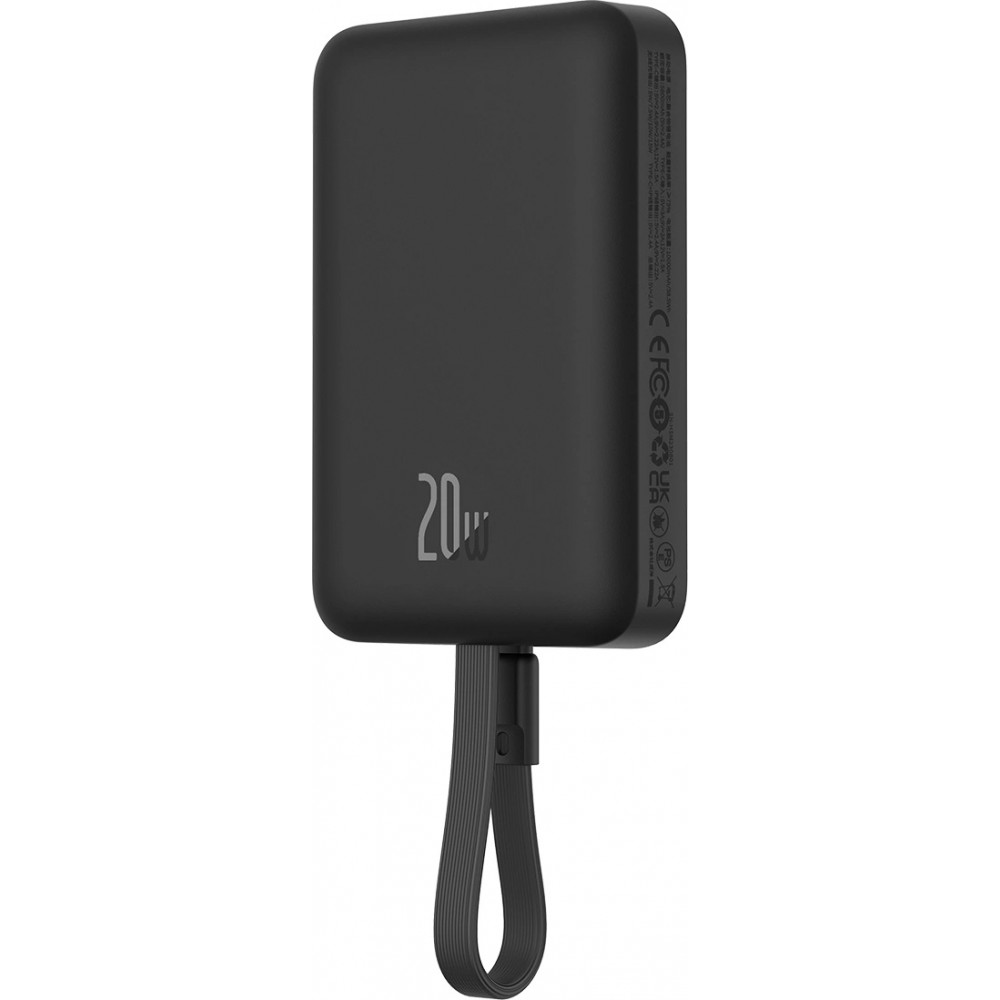 Baseus Magnetische Powerbank 10000mAh 20W mit integriertem Lightning-Kabel und 60W USB-C - Schwarz