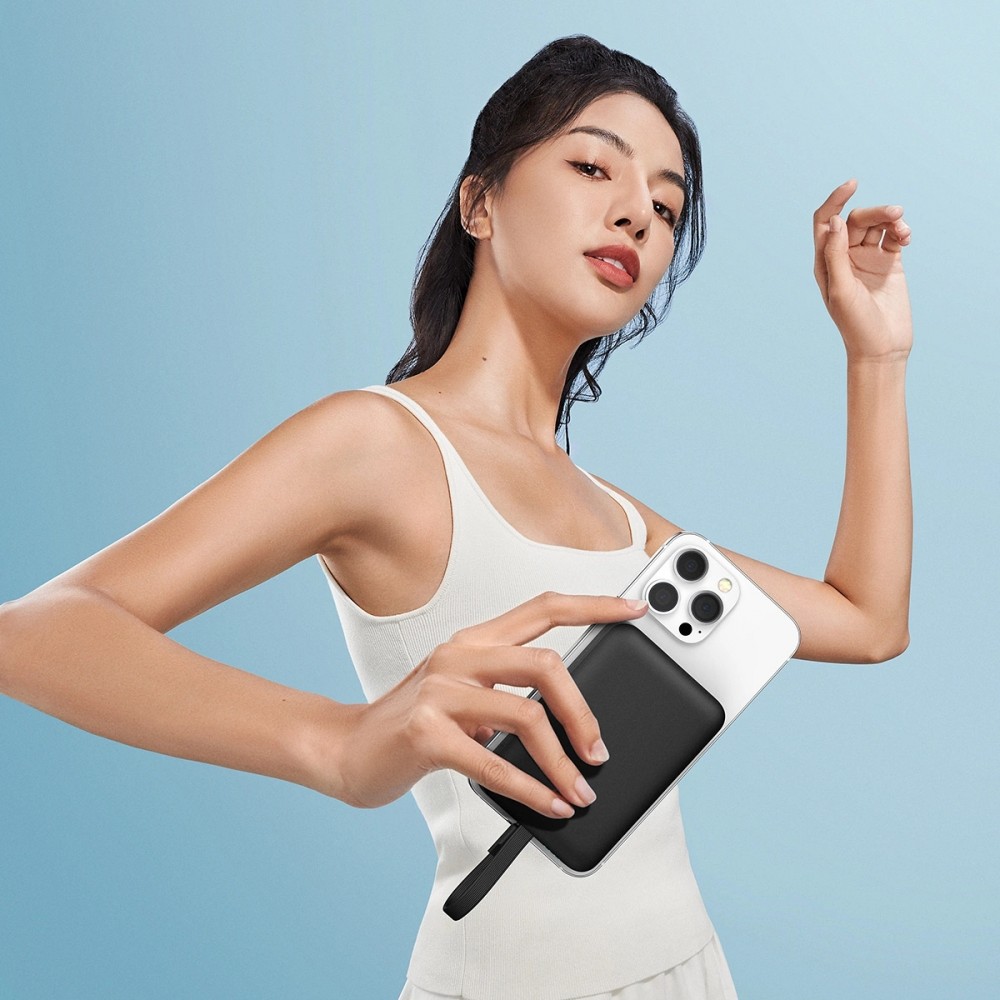 Baseus Magnetische Powerbank 10000mAh 20W mit integriertem Lightning-Kabel und 60W USB-C - Schwarz