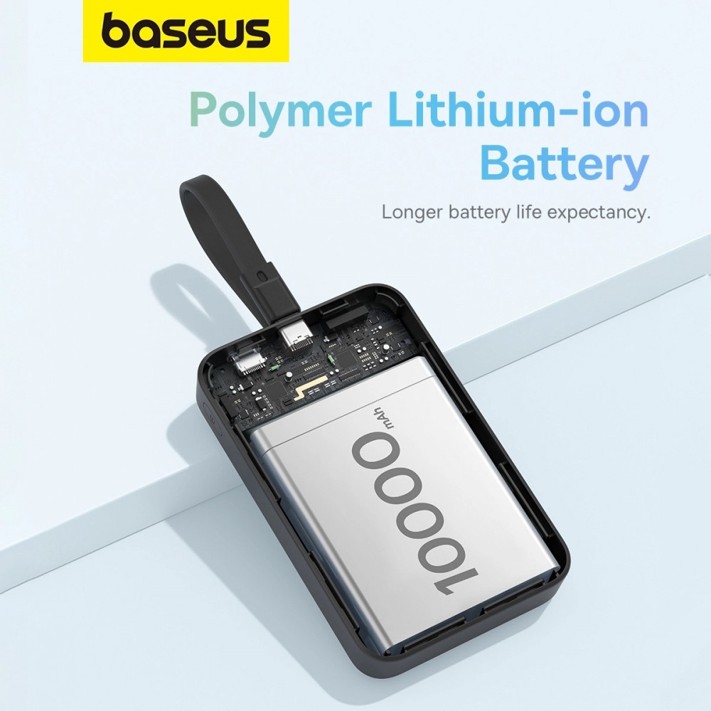 Baseus Magnetische Powerbank 10000mAh 20W mit integriertem Lightning-Kabel und 60W USB-C - Schwarz
