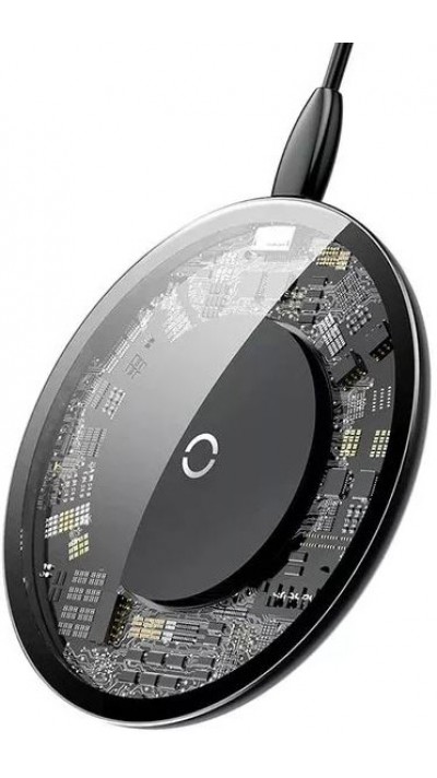 Qi Wireless Ladegerät Charger 15W ultra-dünn transparentes Design - Schwarz