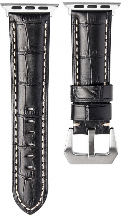 Qialino Armband aus echtleder croco schwarz - Apple Watch 44/45/46/49 mm