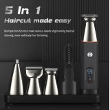 Elektronischer 5 in 1 Rasierapparat magnetisch für Haar, Trimming und Body inkl Standfuss - Schwarz