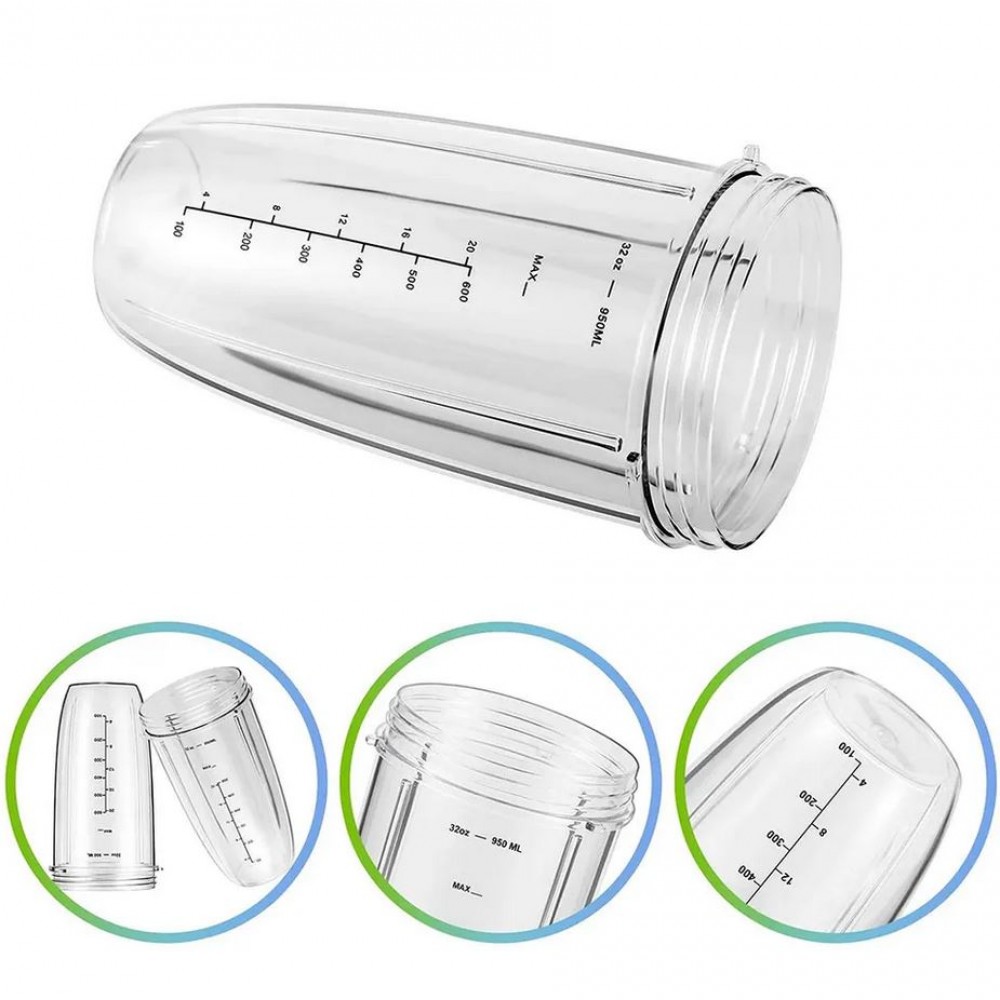 Récipient Nutribullet 950ml Gobelet avec indicateur de volume de remplissage - Transparent