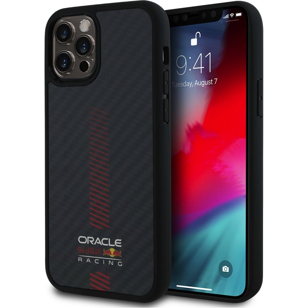 iPhone 12 / 12 Pro Case Hülle - Red Bull Racing Carbon Powerbar MagSafe - Schwarz