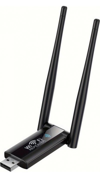 Répéteur USB Wi-Fi sans fil 2.4G 300Mbps avec amplificateur de signal (300m) booster - Noir