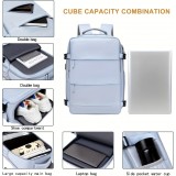 Sac à dos de voyage pour avion avec compartiment ordinateur portable et chaussures et port USB - Noir