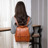 Handtasche / Fashion-Rucksack Retrolook Leder für Tablet, Bücher und Kamera - Schwarz