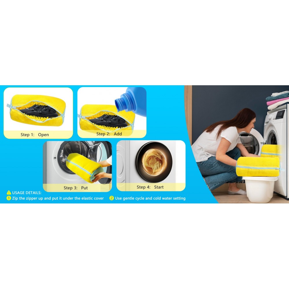 Hochwertiger Schuhwaschsack aus strapazierfähigem Polyester mit Polsterung für Sneakers und Kleidung - Gelb