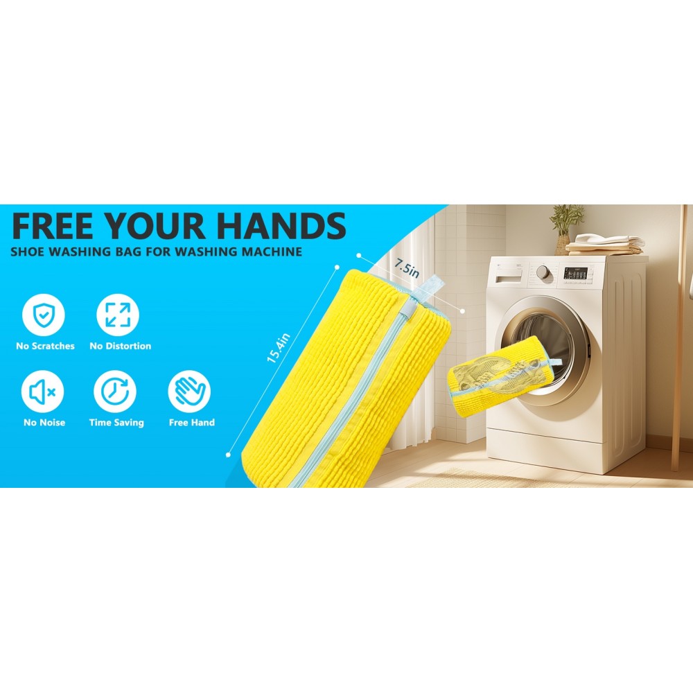 Hochwertiger Schuhwaschsack aus strapazierfähigem Polyester mit Polsterung für Sneakers und Kleidung - Gelb
