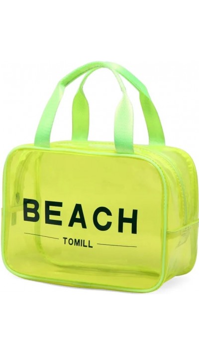 Transparente PVC wasserfeste Strandtasche XL Beach Bag mit Reissverschluss Neon - Grün