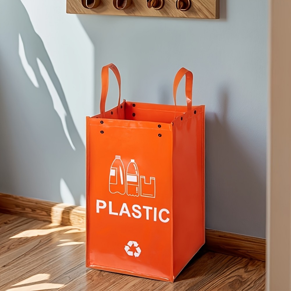 3-in-1 Faltbare M&uuml;lls&auml;cke mit 3 Farben f&uuml;r Abfalltrennung (Papier / Plastik / Glas)