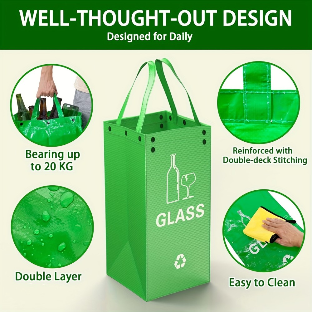 3-in-1 Faltbare M&uuml;lls&auml;cke mit 3 Farben f&uuml;r Abfalltrennung (Papier / Plastik / Glas)