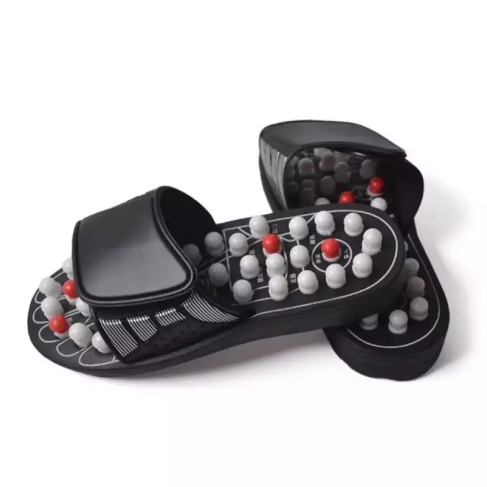Bequeme Slippers Podologie Fuss Sandalen mit Akupunktur-Sole schwarz - 40/41