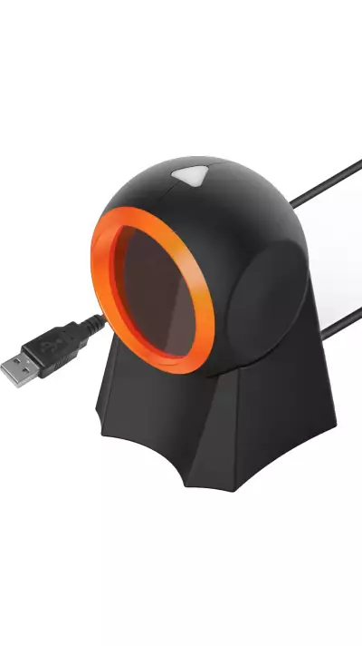 Scanner de code-barres EAN + QR-codes & Datamatrix Plug & Play (1D/2D) avec câble USB-A - Noir