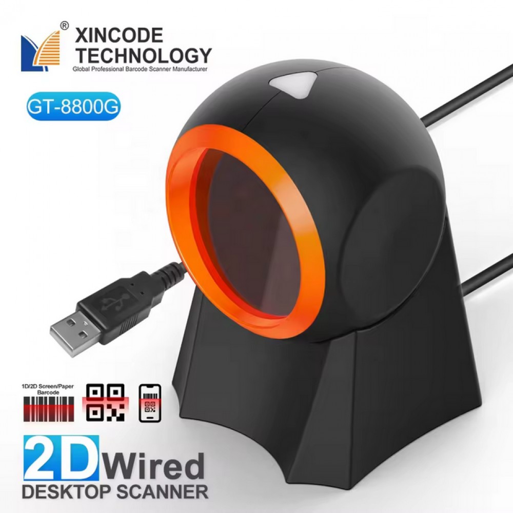 Plug & Play EAN + QR-Codes & Datamatrix Barcode-Scanner (1D/2D) mit USB-A-Kabel - Schwarz
