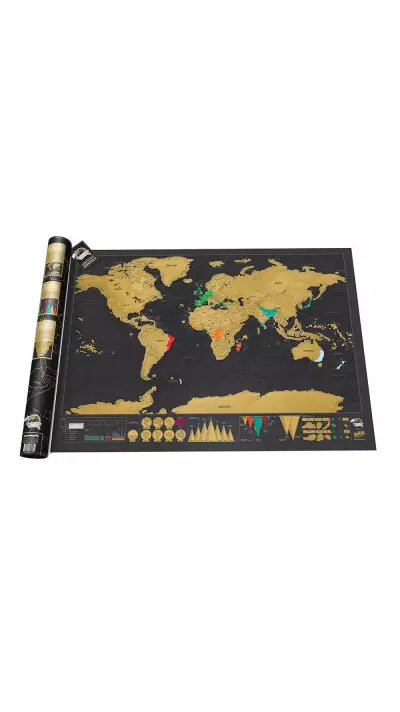 Voyager Weltkarte zum aufkratzen - Für Abenteurer und Entdecker - Schwarz & Gold