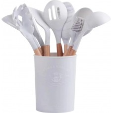 Vollständiges Set mit verschiedenen Küchenutensilien Ecofriendly Silikon 11 Stück - Weiss