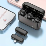 Set aus 2 Lavalier-Krawattenmikrofonen Professional Wireless Bluetooth 5.3 mit USB-C-Empfänger & Ladeetui - Schwarz