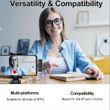 Set aus 2 Lavalier-Krawattenmikrofonen Professional Wireless Bluetooth 5.3 mit USB-C-Empfänger & Ladeetui - Schwarz