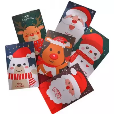 Set von 6 niedlichen und liebevollen Weihnachts-Grusskarten Merry Christmas