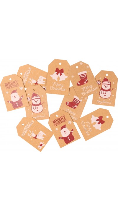 Set von weihnachtlichen Namenkarten für Weihnachtsgeschenke (10 Stück, 5 Designs)