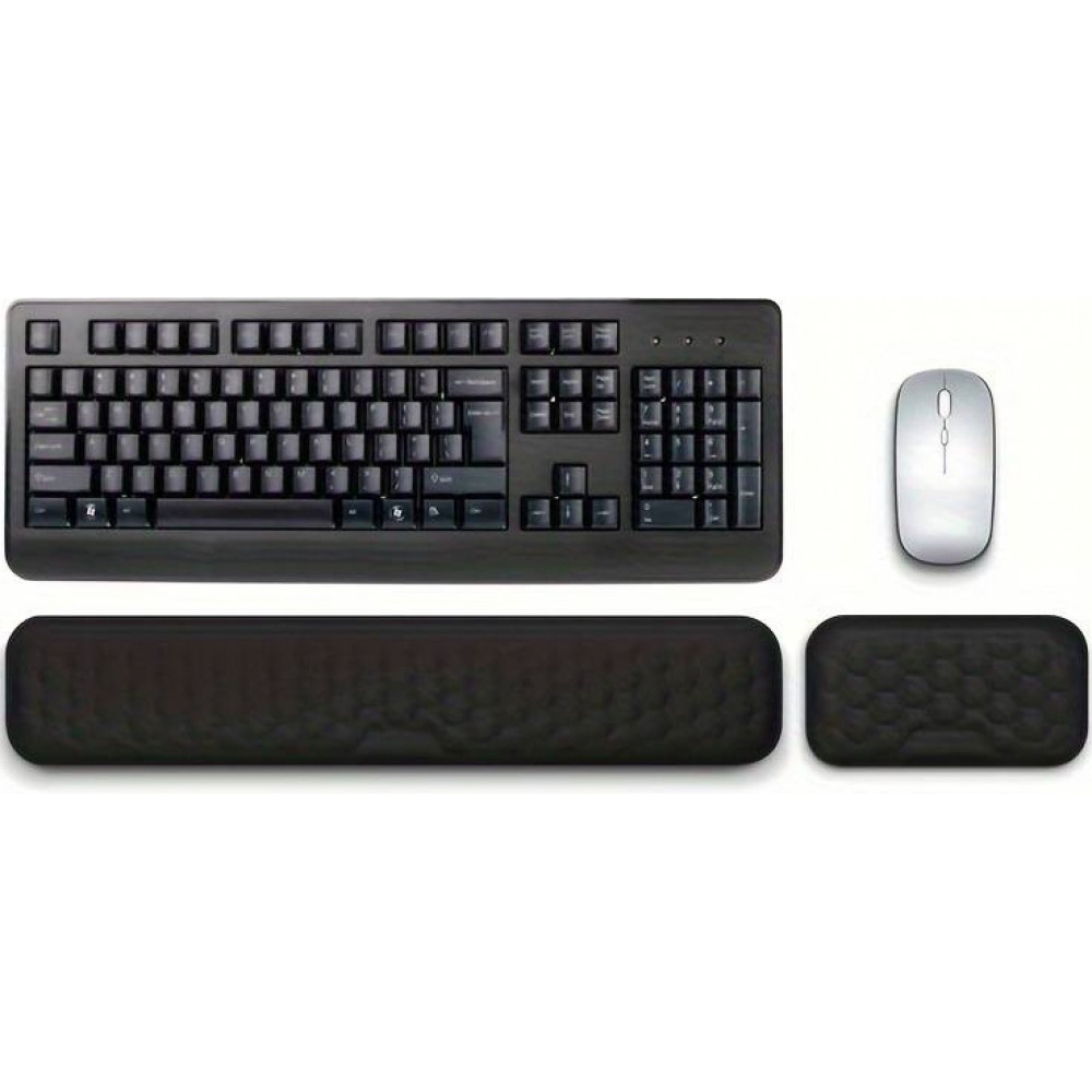Set Handgelenkauflagen aus ergonomischem, weichem Memory Foam für Tastatur und Maus - Schwarz
