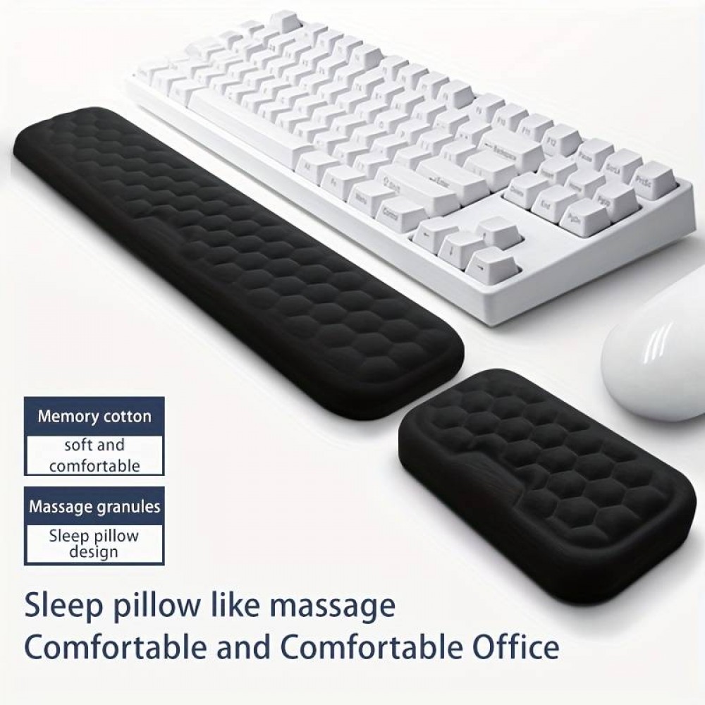 Set Handgelenkauflagen aus ergonomischem, weichem Memory Foam für Tastatur und Maus - Schwarz