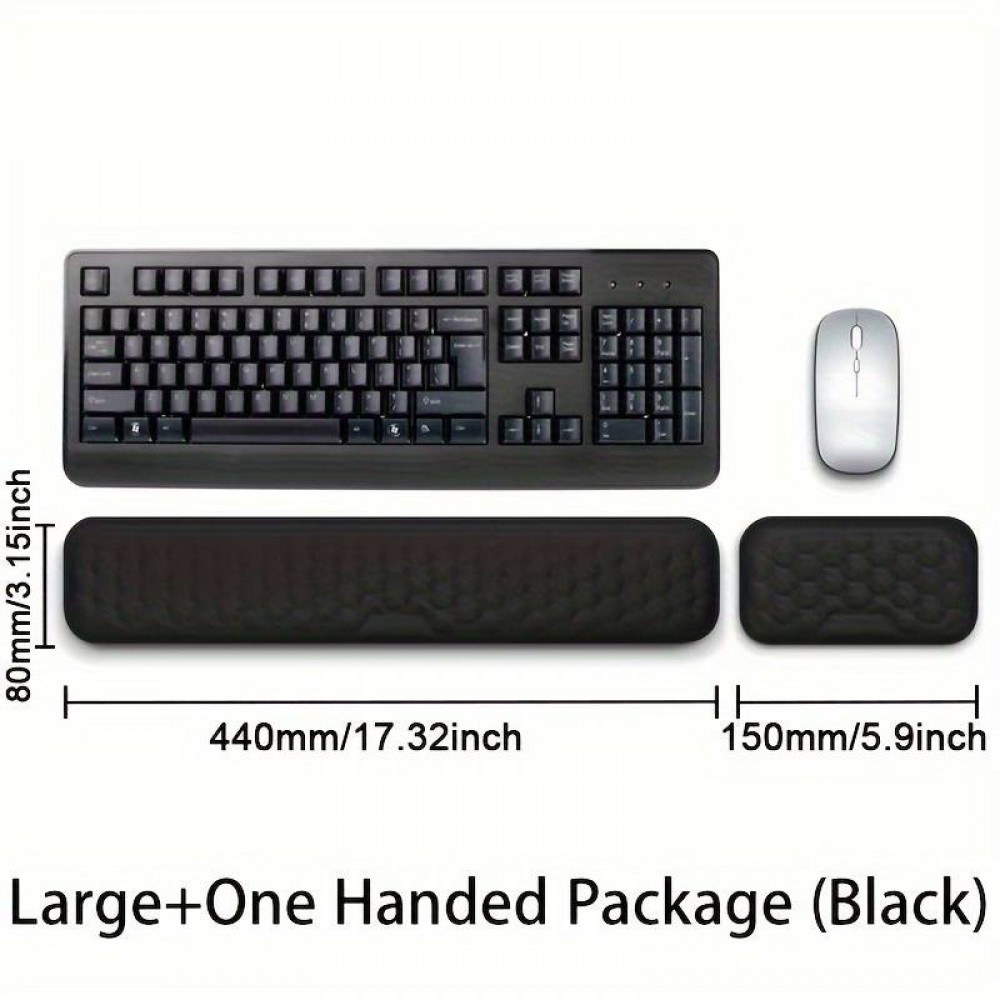 Set Handgelenkauflagen aus ergonomischem, weichem Memory Foam für Tastatur und Maus - Schwarz