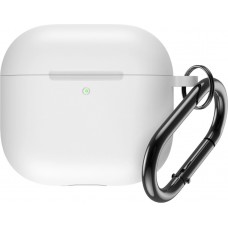 AirPods 4 Case Hülle - Silikonmatte mit Karabiner - Weiss