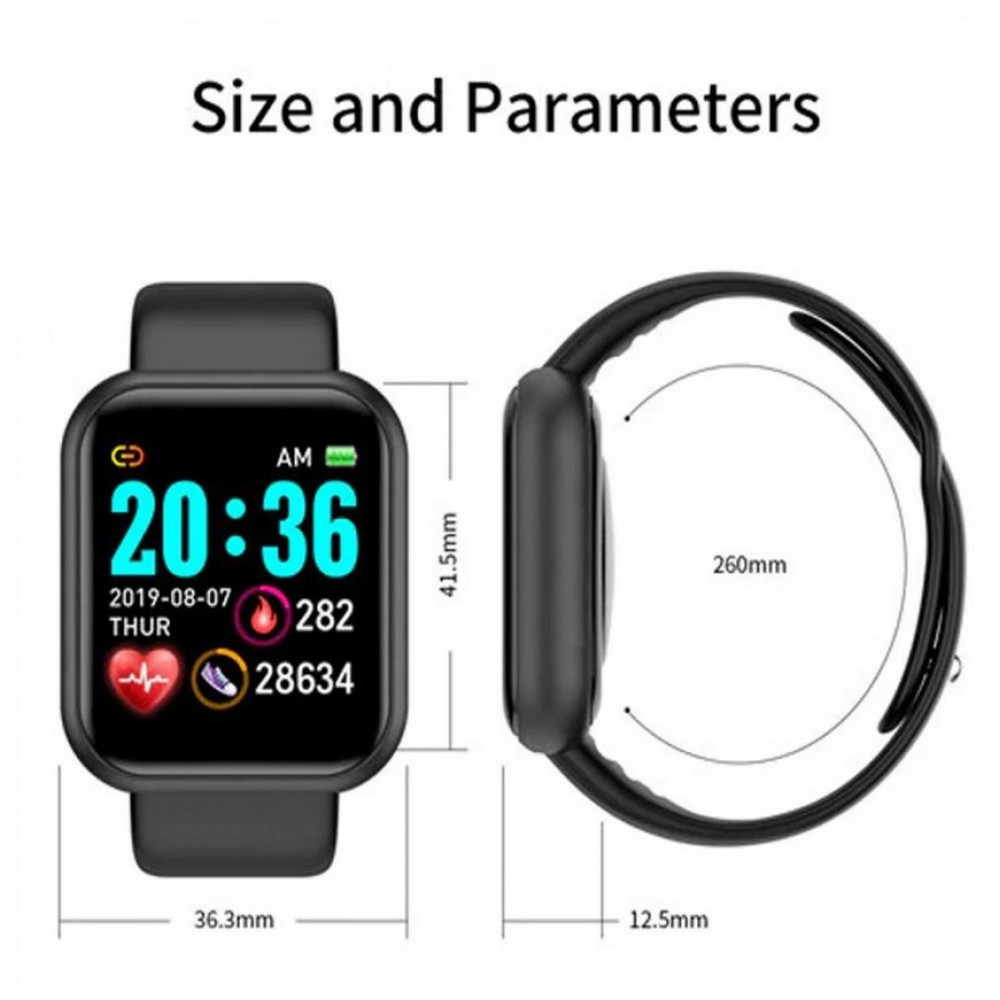 Smart Watch FitPro Y68 - Fitness Tracker Smart Watch Sport inkl. Touchscreen + Sportprogramme - Weiss