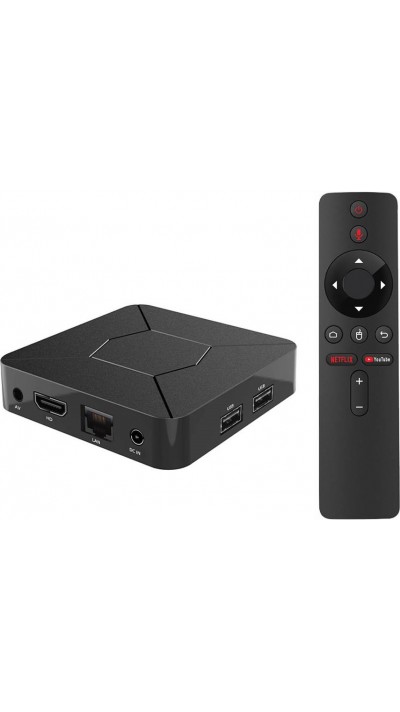 Smart mini Android TV Streaming Box Q5 HDMI 4K Ultra HD + télécommande et Miracast & Google Assist - Noir