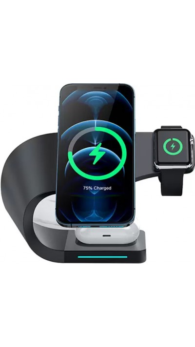 Magnetische Wireless Ladestation 15W für iPhone - Apple Watch, AirPods - Schwarz