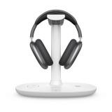 4 in 1 moderne 30W Ladestation wireless mit Kopfhörerhalterung  für AirPods Max, Apple iPhone, Apple Watch, AirPods - Weiss
