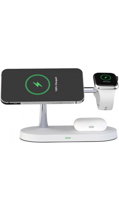 5 in 1 Magnetische Wireless Ladestation für iPhone - Apple Watch, AirPods inkl. LED Lampe - Weiss