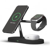 5 in 1 Magnetische Wireless Ladestation für iPhone - Apple Watch, AirPods inkl. LED Lampe - Schwarz