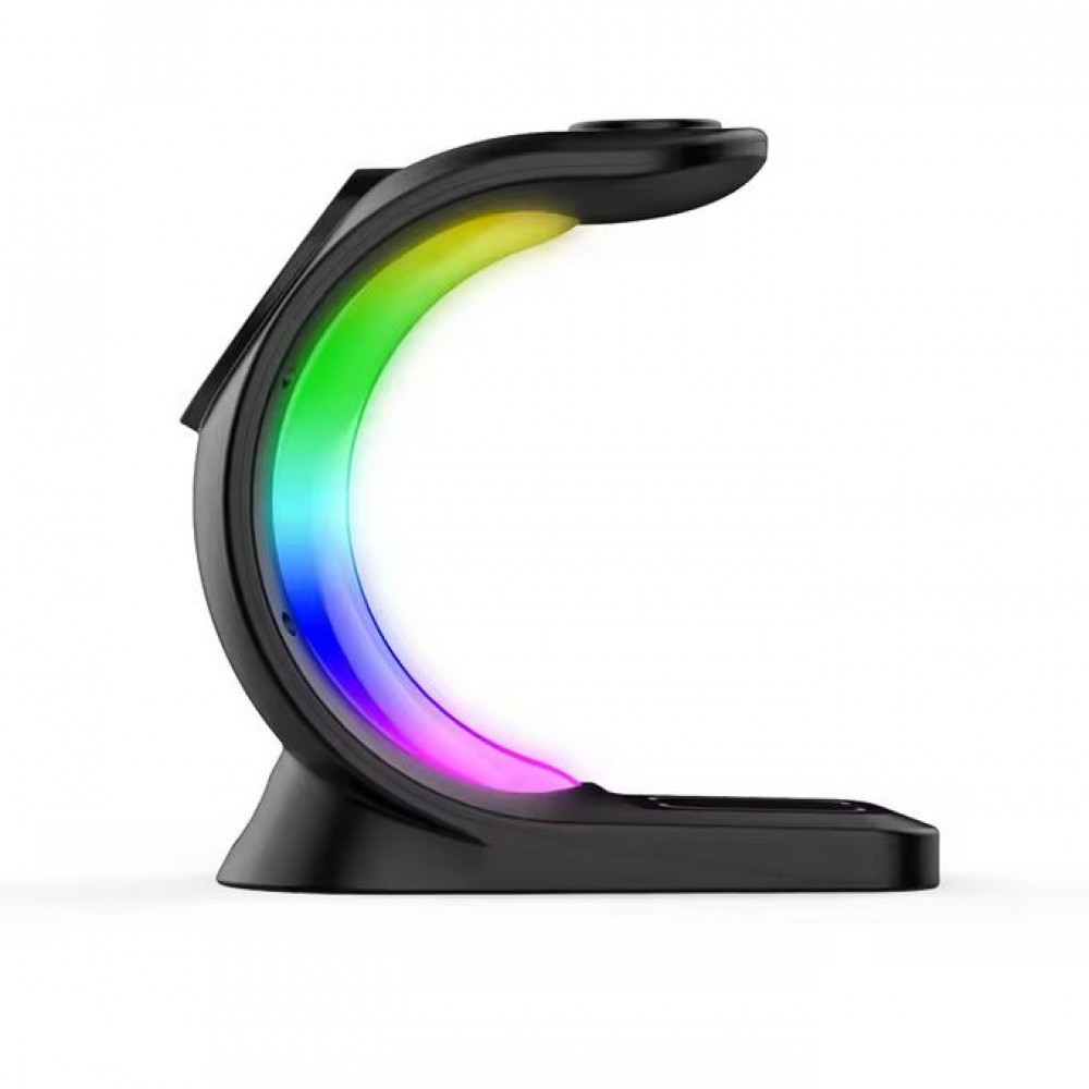 Ladestation wireless MagSafe 15W 3in1 (iPhone, AirPods, Apple Watch) mit RGB LED Licht - Schwarz