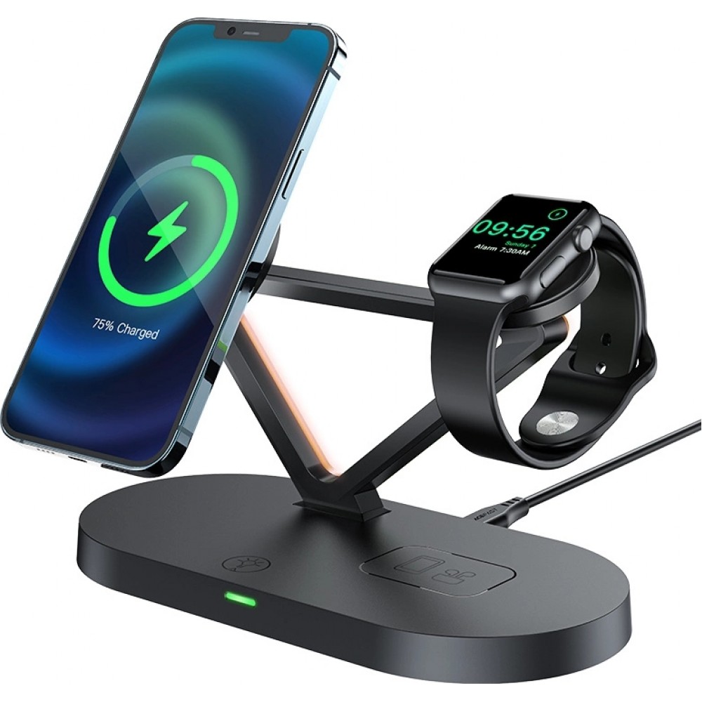 Station de charge sans fil Qi 15W Acefast pour iPhone / Apple Watch / AirPods avec MagSafe - Noir