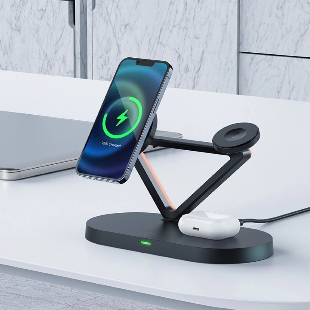 Station de charge sans fil Qi 15W Acefast pour iPhone / Apple Watch / AirPods avec MagSafe - Noir