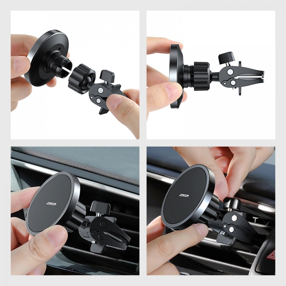 Joyroom Auto Magnetischer Halter Qi Drahtlos Induktiver Ladegerät 15W MagSafe Kompatibel für iPhone JR-ZS240 - Schwarz